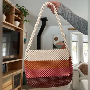 NWT Cleobella Acrylic Beads Shoulder Bag Striped Beaded Purse Handbag Women's